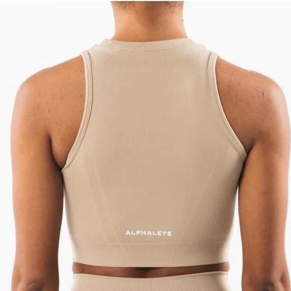 Alphalete Stratus Crop Tank in Color Linen Size XL - Picture 4 of 9